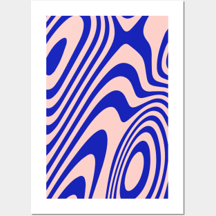 Blue And Pink Zebra Grooves Abstract Pattern Posters and Art